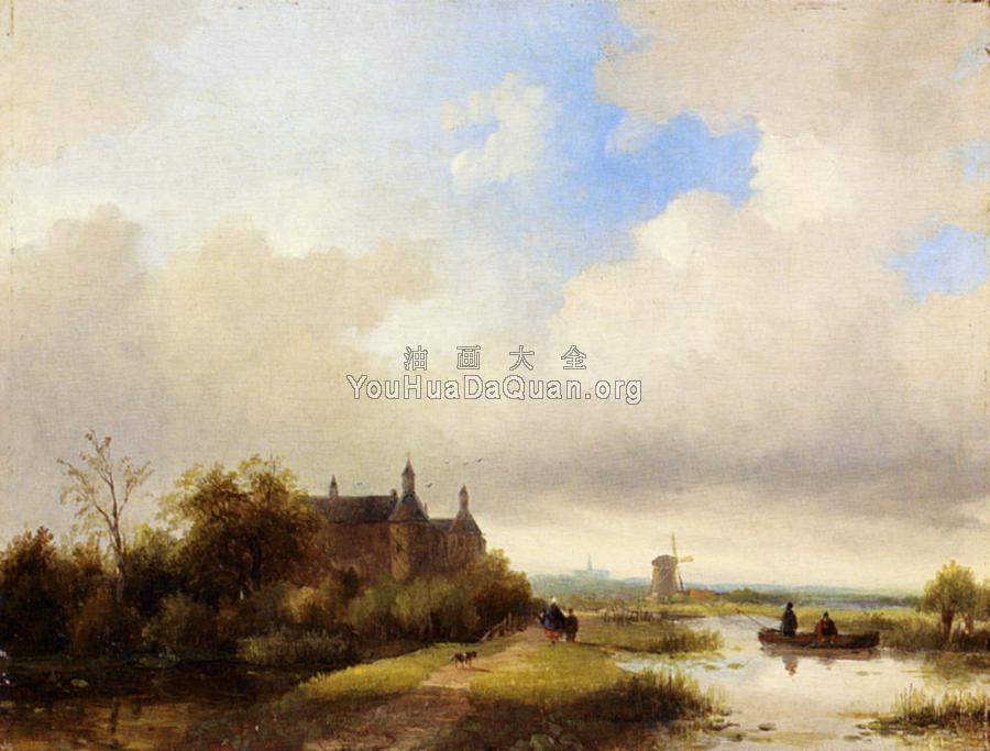 Travellers On A Path Haarlem In The Distance - 扬·雅各布·柯恩拉德·施普勒